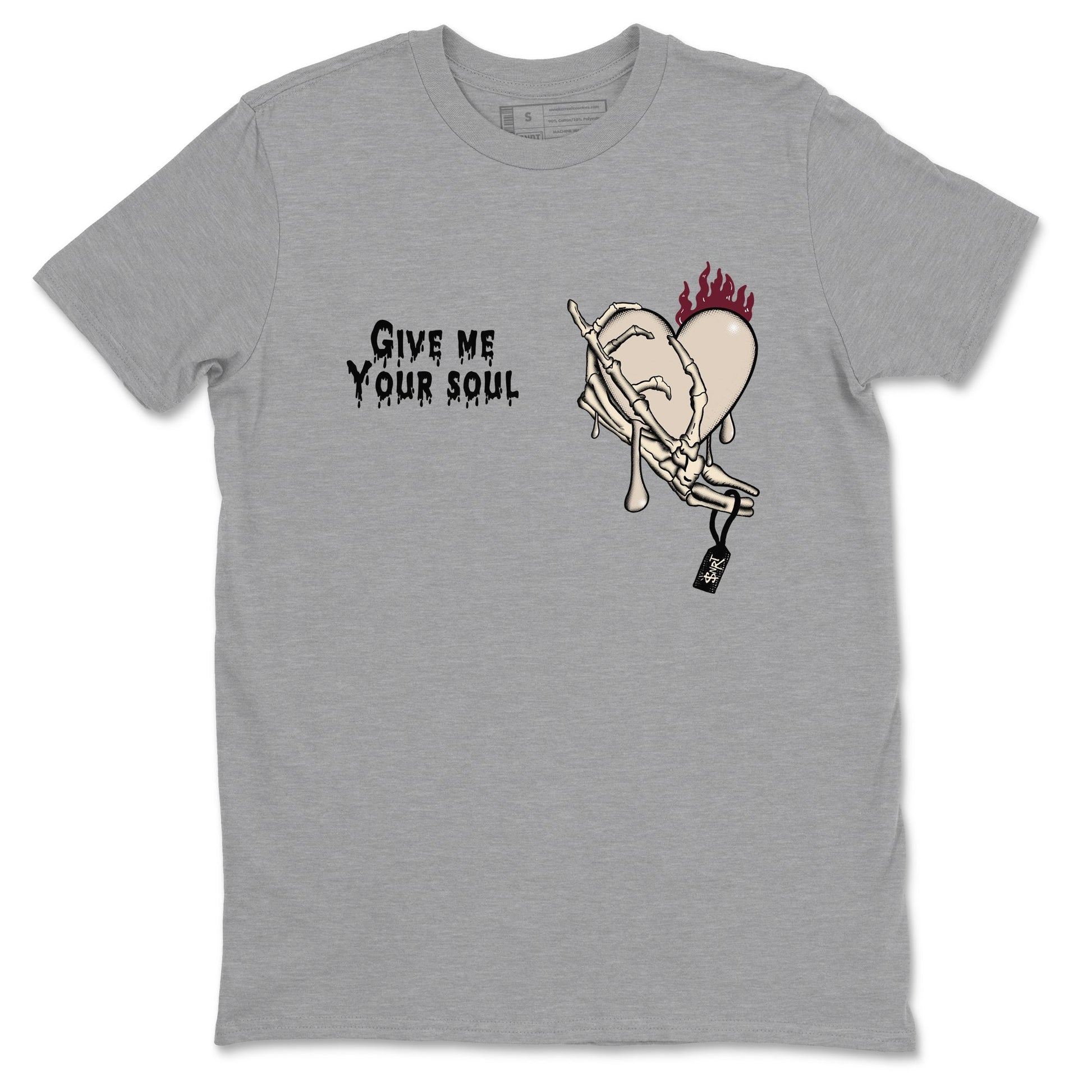 4s A Ma Maniere x Fossil Stone shirts to match jordans Give Me Your Soul unique Halloween sneaker tee 4s A Ma Maniere x Fossil Stone match shoes to clothes SNRT Sneaker Tees unisex cotton Heather Grey 2 shirts