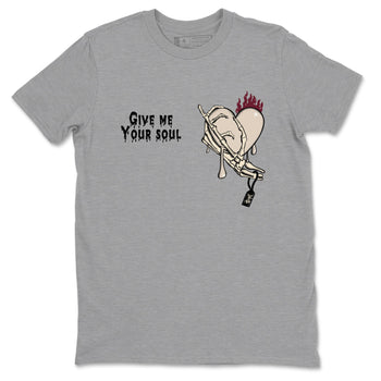 4s A Ma Maniere x Fossil Stone shirts to match jordans Give Me Your Soul unique Halloween sneaker tee 4s A Ma Maniere x Fossil Stone match shoes to clothes SNRT Sneaker Tees unisex cotton Heather Grey 2 shirts