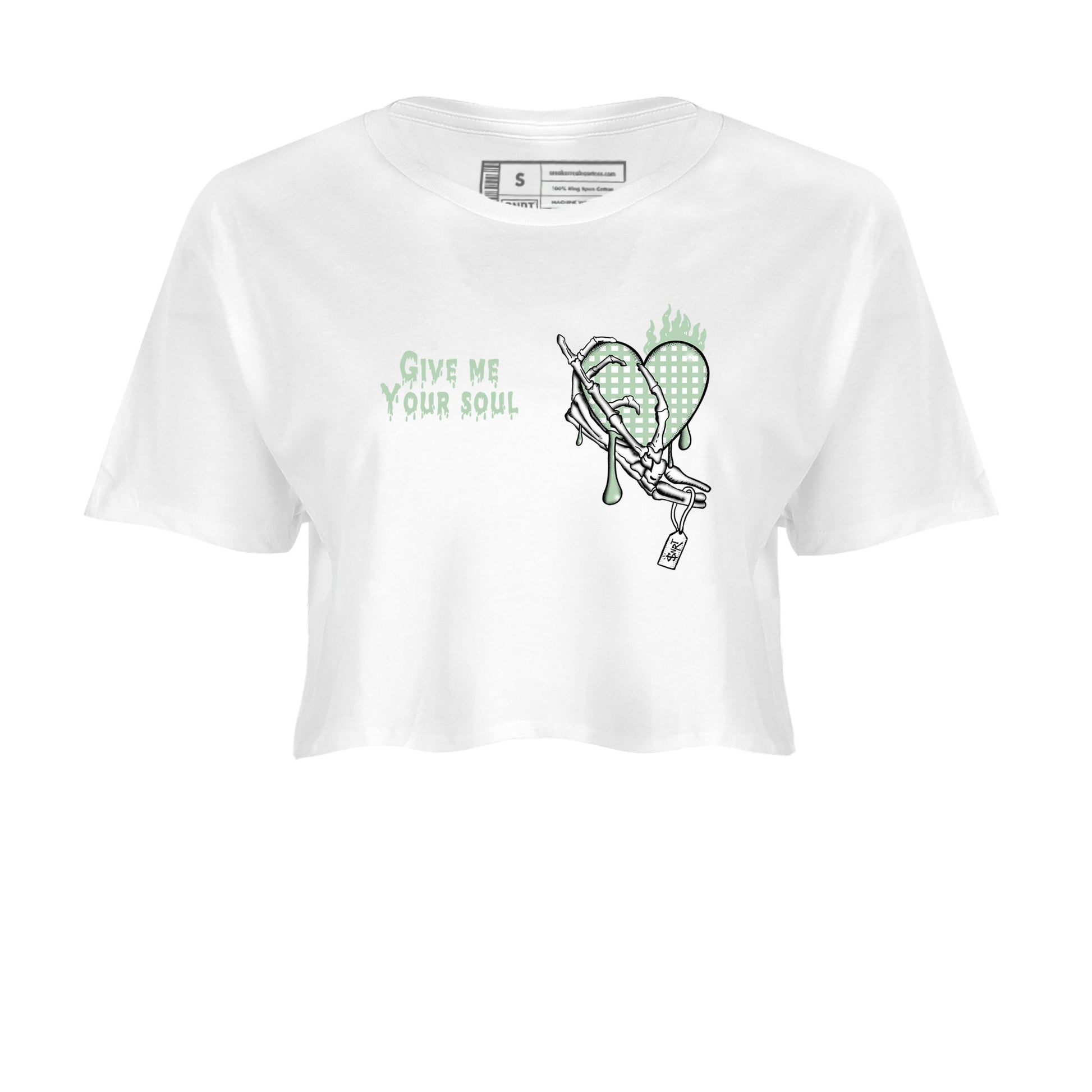 4s Abundance shirts to match jordans Give Me Your Soul sneaker match tees Air Jordan 4 Seafoam match shoes to clothes SNRT Sneaker Tees unisex cotton White 2 crop tee