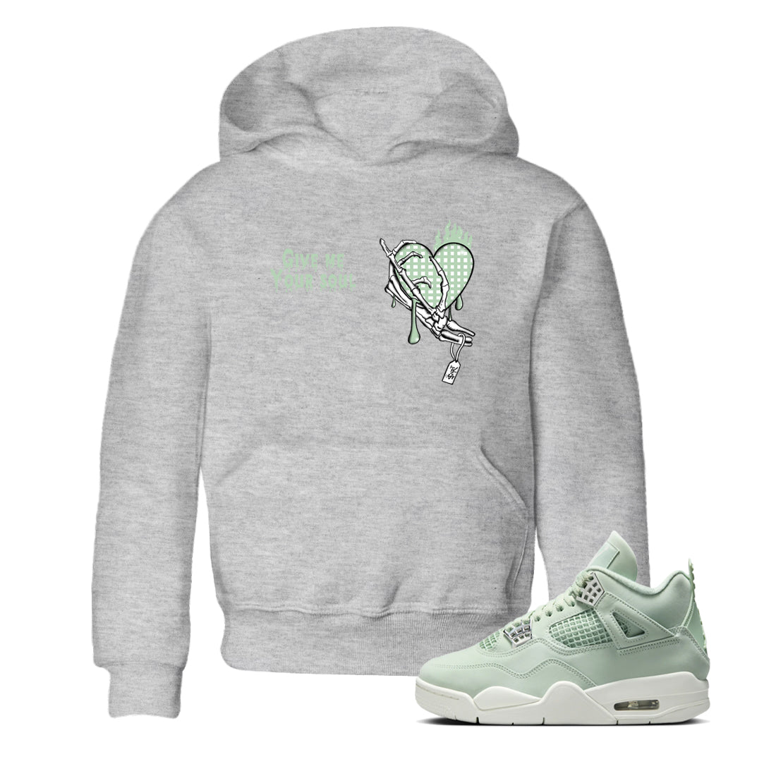 4s Abundance shirts to match jordans Give Me Your Soul sneaker match tees Air Jordan 4 Seafoam match shoes to clothes SNRT Sneaker Tees Youth Baby Heather Grey 1 tee