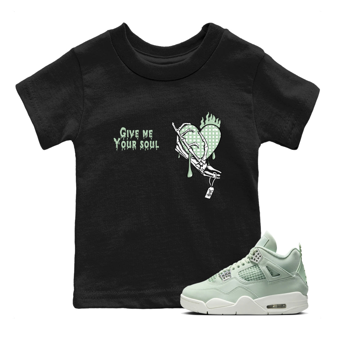 4s Abundance shirts to match jordans Give Me Your Soul sneaker match tees Air Jordan 4 Seafoam match shoes to clothes SNRT Sneaker Tees Youth Baby Black 1 tee