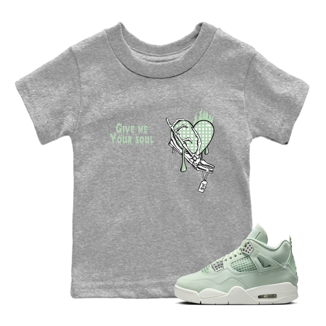 4s Abundance shirts to match jordans Give Me Your Soul sneaker match tees Air Jordan 4 Seafoam match shoes to clothes SNRT Sneaker Tees Youth Baby Heather Grey 1 tee