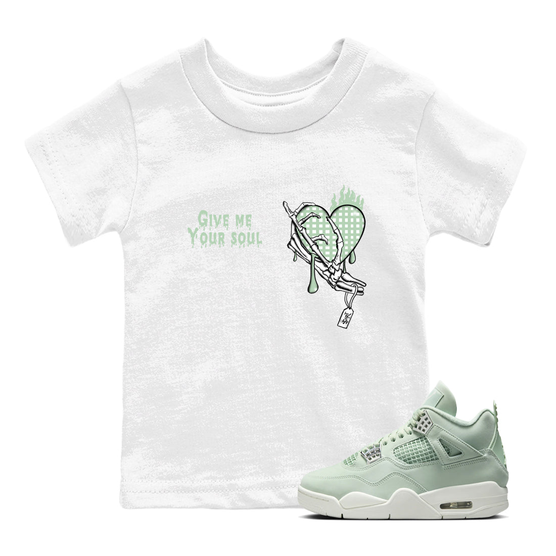 4s Abundance shirts to match jordans Give Me Your Soul sneaker match tees Air Jordan 4 Seafoam match shoes to clothes SNRT Sneaker Tees Youth Baby White 1 tee