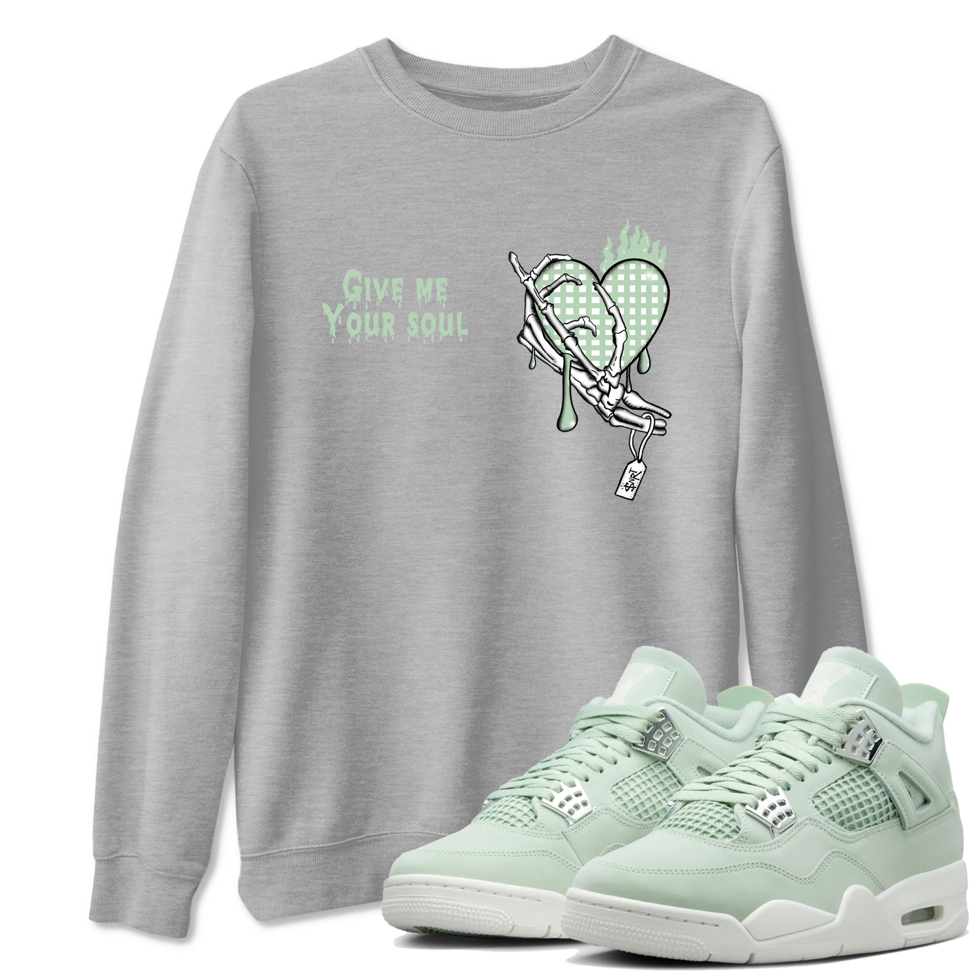 4s Abundance shirts to match jordans Give Me Your Soul sneaker match tees Air Jordan 4 Seafoam match shoes to clothes SNRT Sneaker Tees unisex cotton Heather Grey 1 shirts