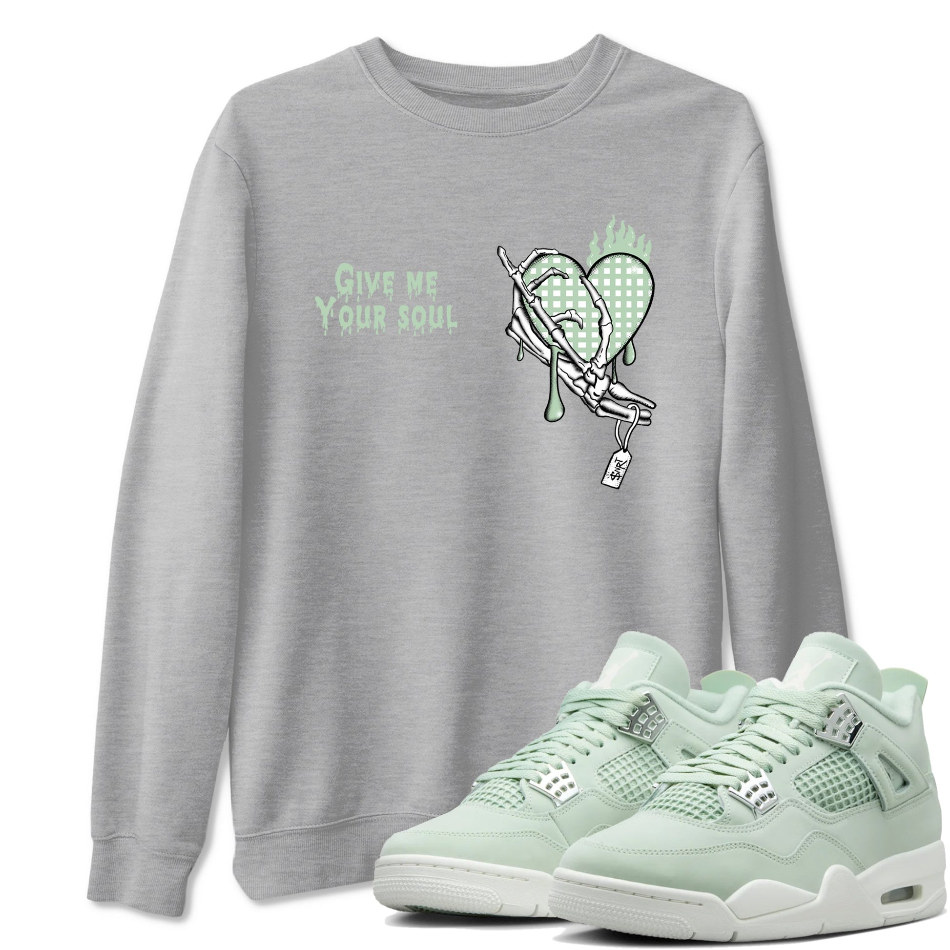 4s Abundance shirts to match jordans Give Me Your Soul sneaker match tees Air Jordan 4 Seafoam match shoes to clothes SNRT Sneaker Tees unisex cotton Heather Grey 1 shirts