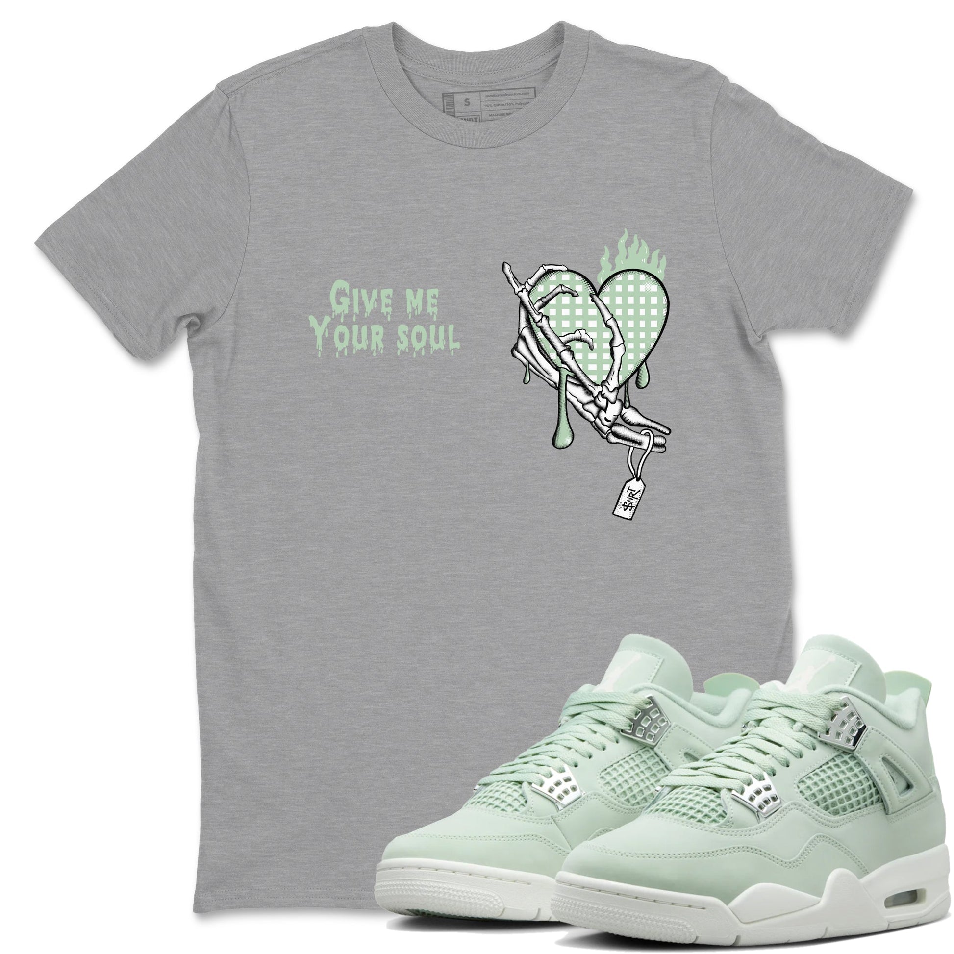 4s Abundance shirts to match jordans Give Me Your Soul sneaker match tees Air Jordan 4 Seafoam match shoes to clothes SNRT Sneaker Tees unisex cotton Heather Grey 1 shirts