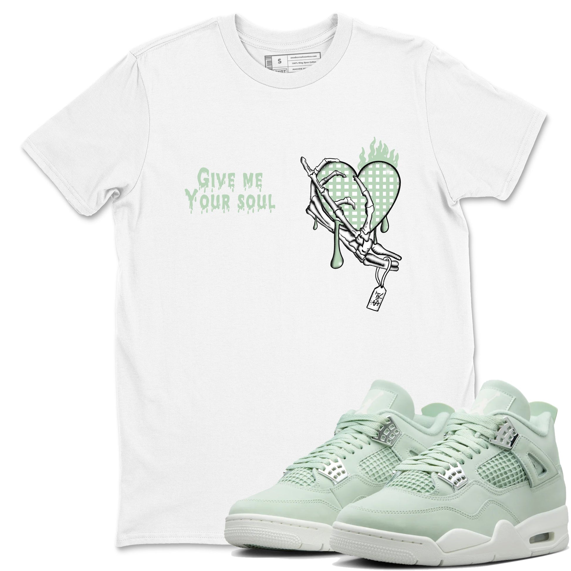 4s Abundance shirts to match jordans Give Me Your Soul sneaker match tees Air Jordan 4 Seafoam match shoes to clothes SNRT Sneaker Tees unisex cotton White 1 shirts