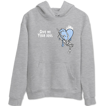 Give Me Your Soul sneaker match t-shirt styled to complete your fit with the Air Jordan 4 Aluminum sneakers, shown in Heather Grey 2.