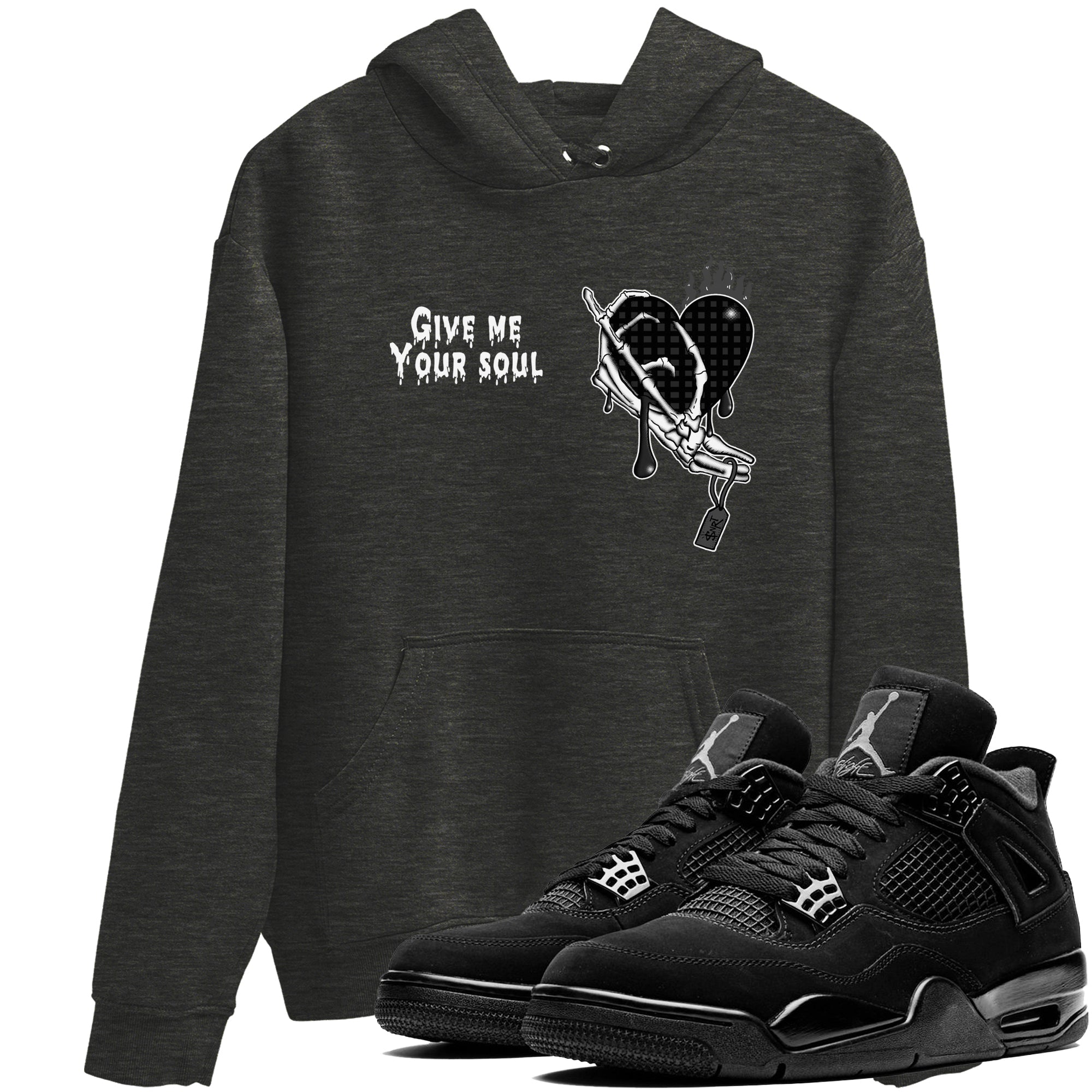 4s Black Cat shirts to match jordans Give Me Your Soul sneaker match tees Air Jordan 4 Black Cat match shoes to clothes SNRT Sneaker Tees unisex cotton Charcoal Heather 1 shirts