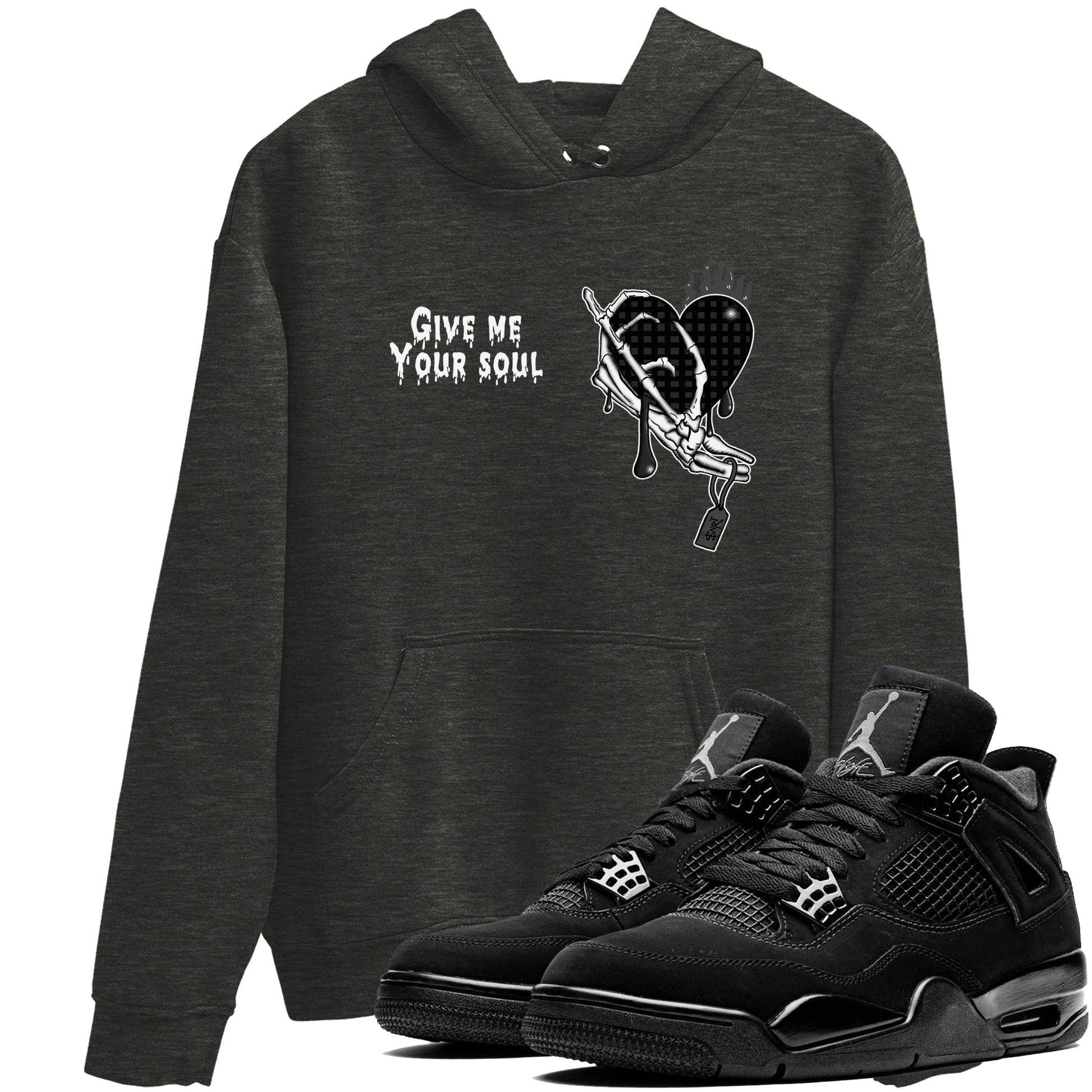 4s Black Cat shirts to match jordans Give Me Your Soul sneaker match tees Air Jordan 4 Black Cat match shoes to clothes SNRT Sneaker Tees unisex cotton Charcoal Heather 1 shirts