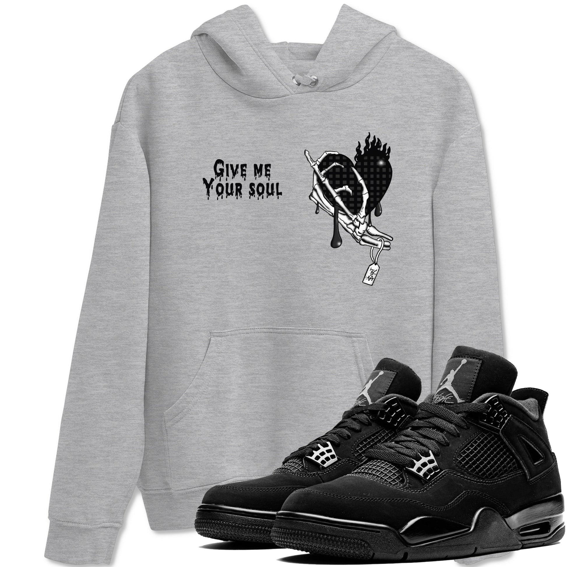 4s Black Cat shirts to match jordans Give Me Your Soul sneaker match tees Air Jordan 4 Black Cat match shoes to clothes SNRT Sneaker Tees unisex cotton Heather Grey 1 shirts