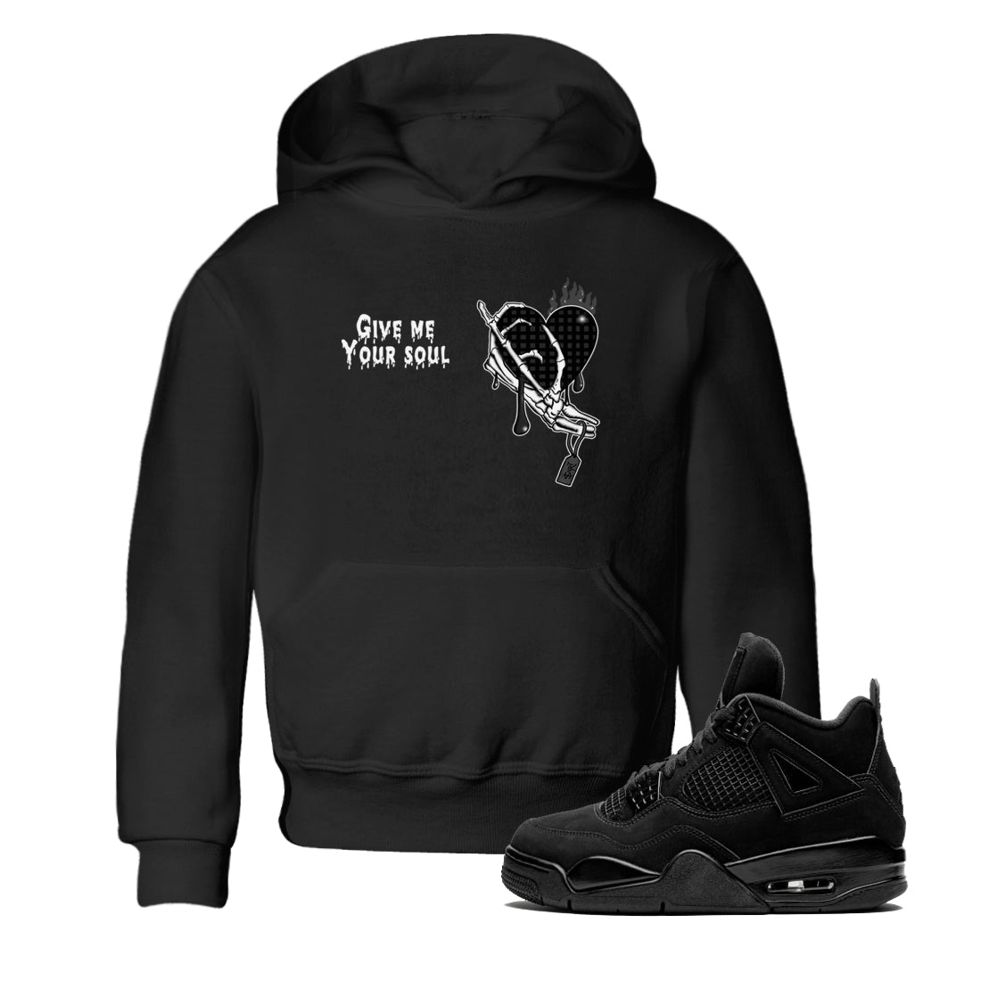 4s Black Cat shirts to match jordans Give Me Your Soul sneaker match tees Air Jordan 4 Black Cat match shoes to clothes SNRT Sneaker Tees Youth Baby Black 1 tee