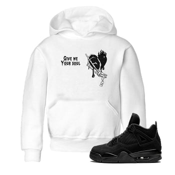 4s Black Cat shirts to match jordans Give Me Your Soul sneaker match tees Air Jordan 4 Black Cat match shoes to clothes SNRT Sneaker Tees Youth Baby White 1 tee