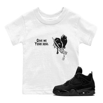 4s Black Cat shirts to match jordans Give Me Your Soul sneaker match tees Air Jordan 4 Black Cat match shoes to clothes SNRT Sneaker Tees Youth Baby White 1 tee