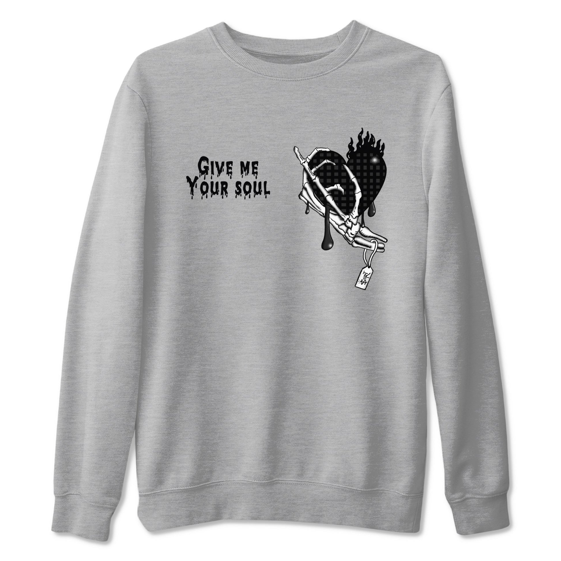 4s Black Cat shirts to match jordans Give Me Your Soul sneaker match tees Air Jordan 4 Black Cat match shoes to clothes SNRT Sneaker Tees unisex cotton Heather Grey 2 shirts