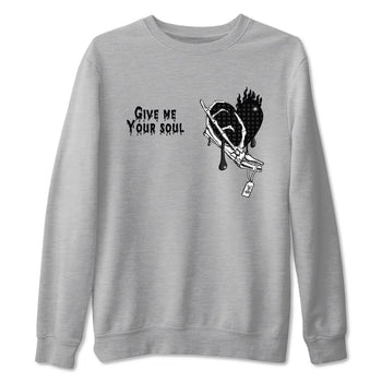 4s Black Cat shirts to match jordans Give Me Your Soul sneaker match tees Air Jordan 4 Black Cat match shoes to clothes SNRT Sneaker Tees unisex cotton Heather Grey 2 shirts
