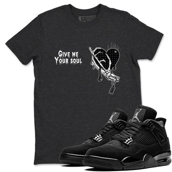 4s Black Cat shirts to match jordans Give Me Your Soul sneaker match tees Air Jordan 4 Black Cat match shoes to clothes SNRT Sneaker Tees unisex cotton Charcoal Heather 1 shirts