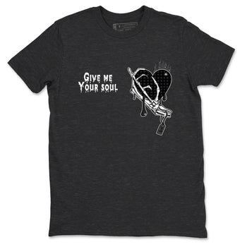 4s Black Cat shirts to match jordans Give Me Your Soul sneaker match tees Air Jordan 4 Black Cat match shoes to clothes SNRT Sneaker Tees unisex cotton Charcoal Heather 2 shirts