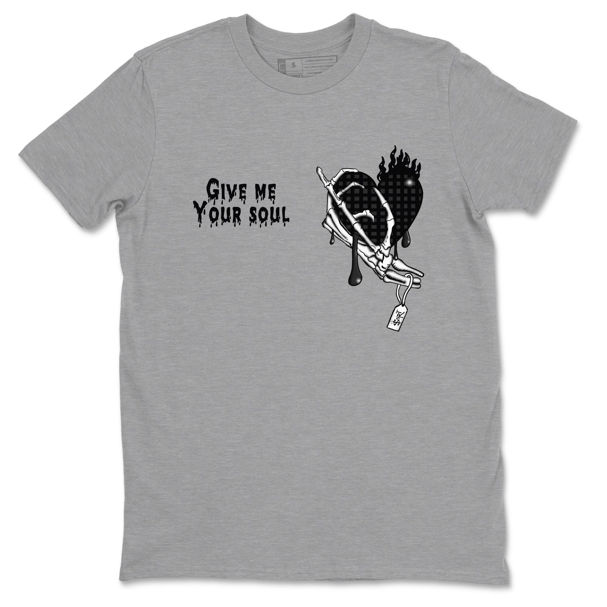 4s Black Cat shirts to match jordans Give Me Your Soul sneaker match tees Air Jordan 4 Black Cat match shoes to clothes SNRT Sneaker Tees unisex cotton Heather Grey 2 shirts