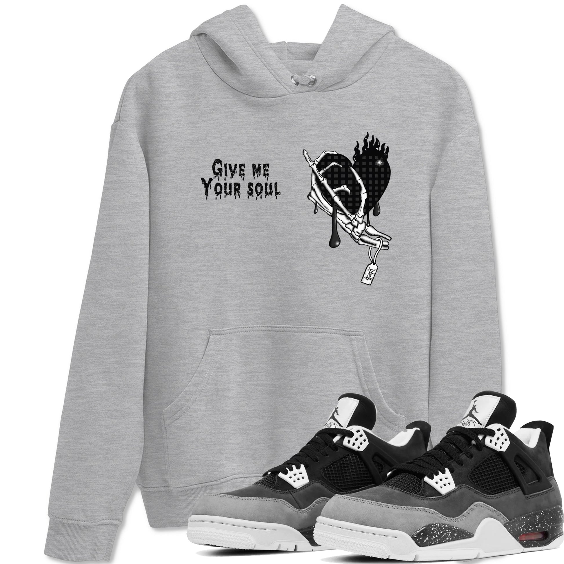 4s Fear shirts to match jordans Give Me Your Soul sneaker match tees Air Jordan 4 Retro Fear match shoes to clothes SNRT Sneaker Tees unisex cotton Heather Grey 1 shirts