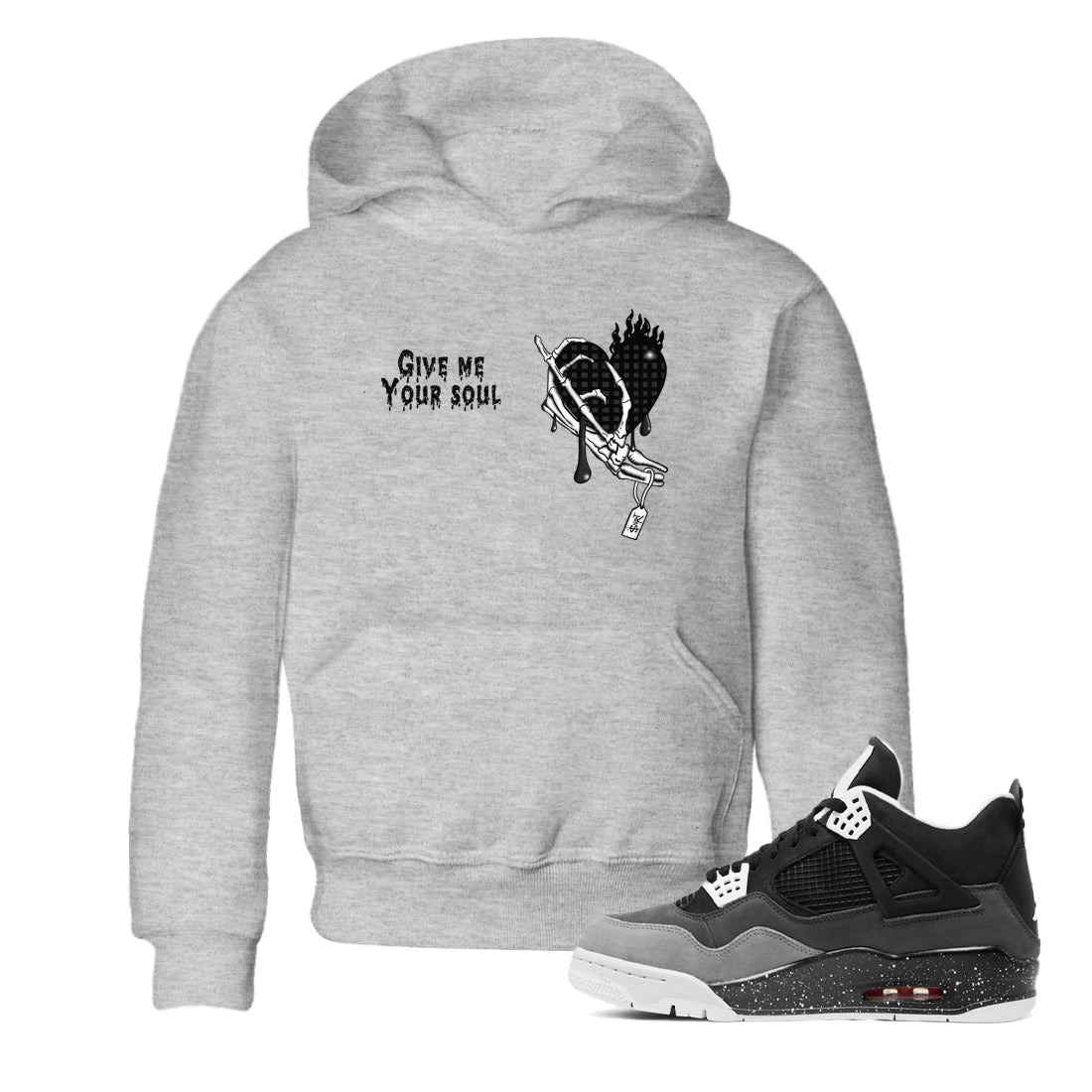 4s Fear shirts to match jordans Give Me Your Soul sneaker match tees Air Jordan 4 Retro Fear match shoes to clothes SNRT Sneaker Tees Youth Baby Heather Grey 1 tee