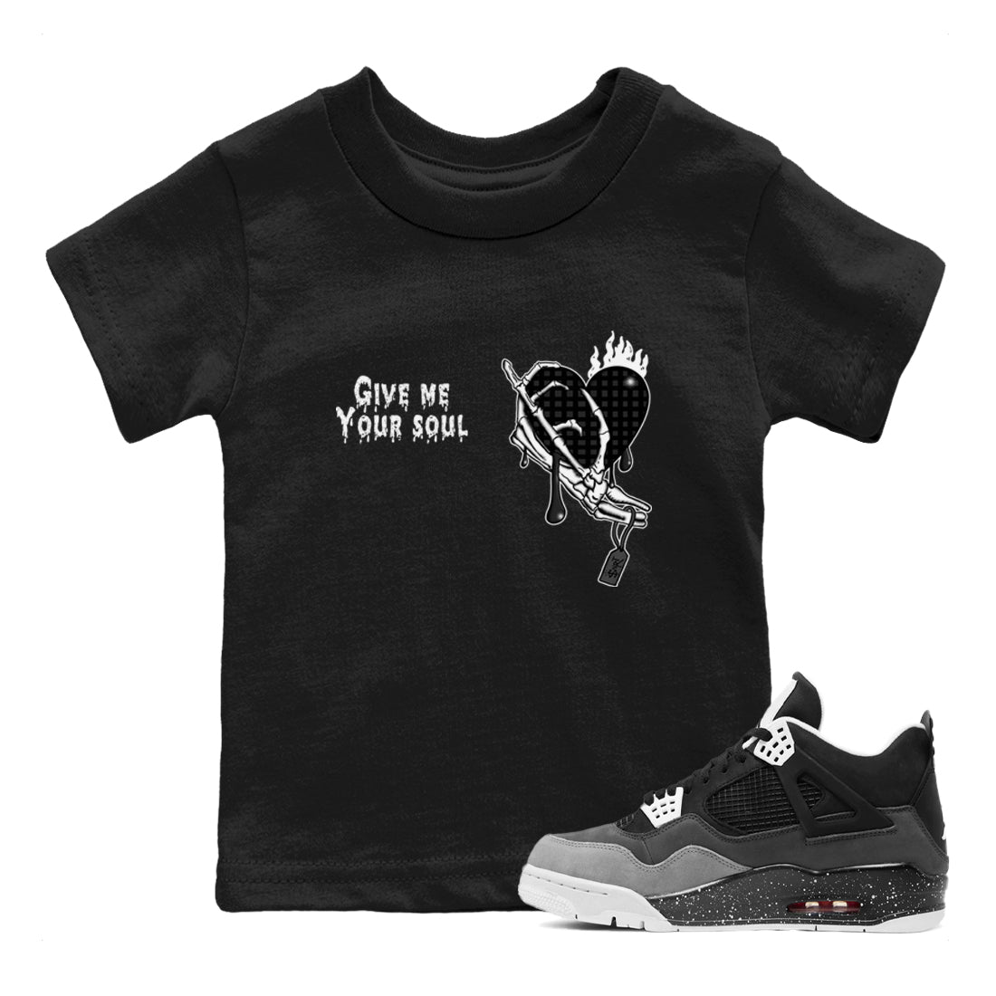 4s Fear shirts to match jordans Give Me Your Soul sneaker match tees Air Jordan 4 Retro Fear match shoes to clothes SNRT Sneaker Tees Youth Baby Black 1 tee