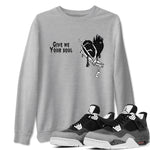 4s Fear shirts to match jordans Give Me Your Soul sneaker match tees Air Jordan 4 Retro Fear match shoes to clothes SNRT Sneaker Tees unisex cotton Heather Grey 1 shirts