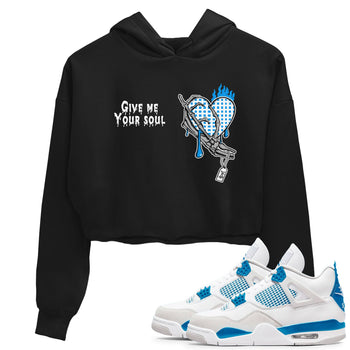 4s Military Blue shirts to match jordans Give Me Your Soul unique Halloween sneaker tee Air Jordan 4 Military Blue SNRT Sneaker Release Tees unisex cotton Black 1 Crop Shirts