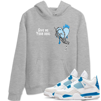 4s Military Blue shirts to match jordans Give Me Your Soul unique Halloween sneaker tee Air Jordan 4 Military Blue SNRT Sneaker Release Tees unisex cotton Heather Grey 1 crew neck shirts