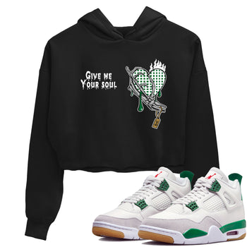 4s Pine Green shirts to match jordans Give Me Your Soul unique Halloween sneaker tee Air Jordan 4 Pine Green SNRT Sneaker Release Tees unisex cotton Black 1 Crop Shirts