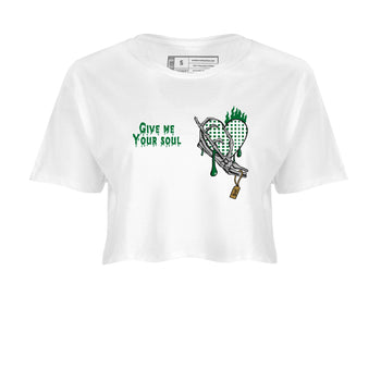 4s Pine Green shirts to match jordans Give Me Your Soul unique Halloween sneaker tee Air Jordan 4 Pine Green SNRT Sneaker Release Tees unisex cotton White 2 Crop Shirts