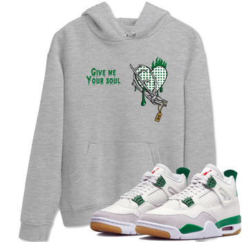 4s Pine Green shirts to match jordans Give Me Your Soul unique Halloween sneaker tee Air Jordan 4 Pine Green SNRT Sneaker Release Tees unisex cotton Heather Grey 1 crew neck shirts