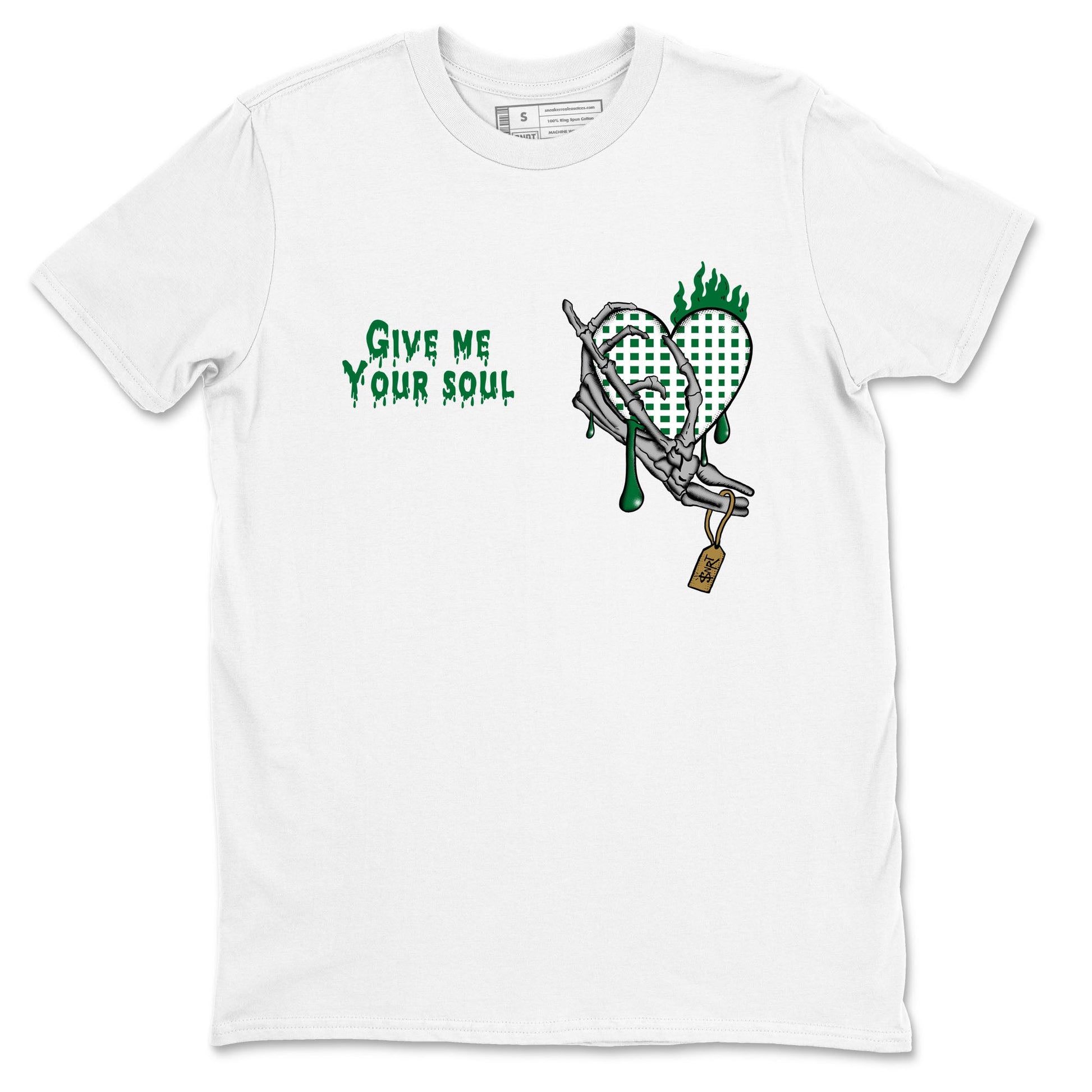 4s Pine Green shirts to match jordans Give Me Your Soul unique Halloween sneaker tee Air Jordan 4 Pine Green SNRT Sneaker Release Tees unisex cotton White 2 crew neck shirts