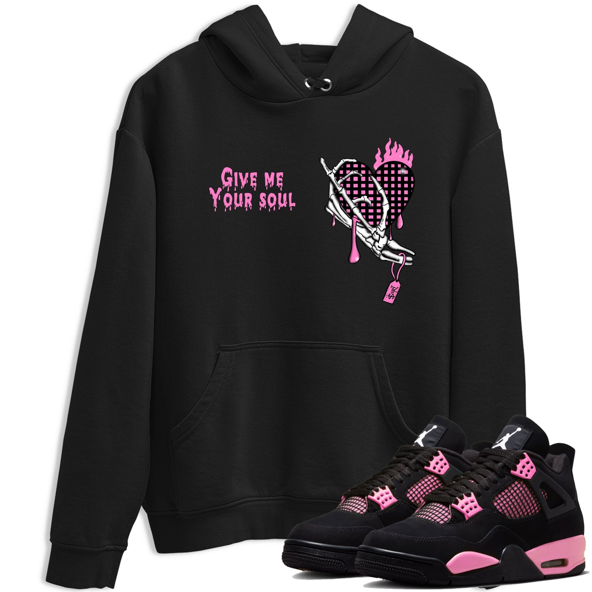 Perfect Valentine's Day Gifts graphic tee  – Sneaker Tees To Match Air Jordan 4 Pink Thunder – Give Me Your Soul Tee Black 1