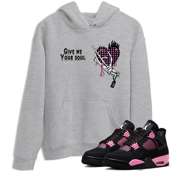 Perfect Valentine's Day Gifts graphic tee  – Sneaker Tees To Match Air Jordan 4 Pink Thunder – Give Me Your Soul Tee Heather Grey 1