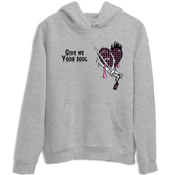 Perfect Valentine's Day Gifts graphic tee  – Sneaker Tees To Match Air Jordan 4 Pink Thunder – Give Me Your Soul Tee Heather Grey 2