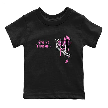Perfect Valentine's Day Gifts graphic tee  – Sneaker Tees To Match Air Jordan 4 Pink Thunder – Give Me Your Soul Kids Graphic T-Shirt Black 2