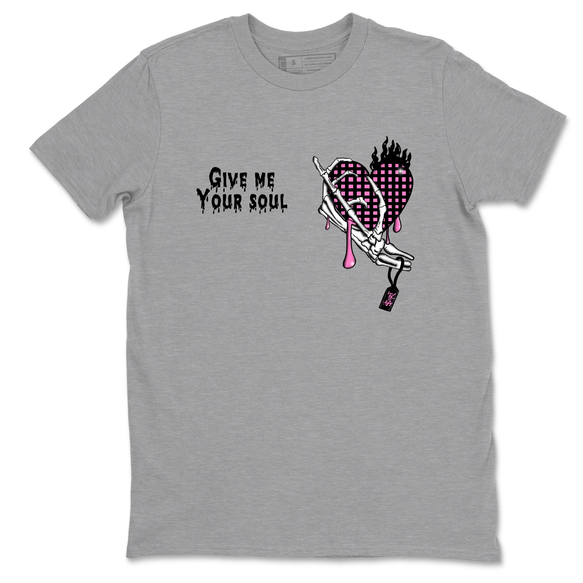 Perfect Valentine's Day Gifts graphic tee  – Sneaker Tees To Match Air Jordan 4 Pink Thunder – Give Me Your Soul Tee Heather Grey 2