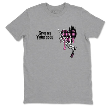 Perfect Valentine's Day Gifts graphic tee  – Sneaker Tees To Match Air Jordan 4 Pink Thunder – Give Me Your Soul Tee Heather Grey 2