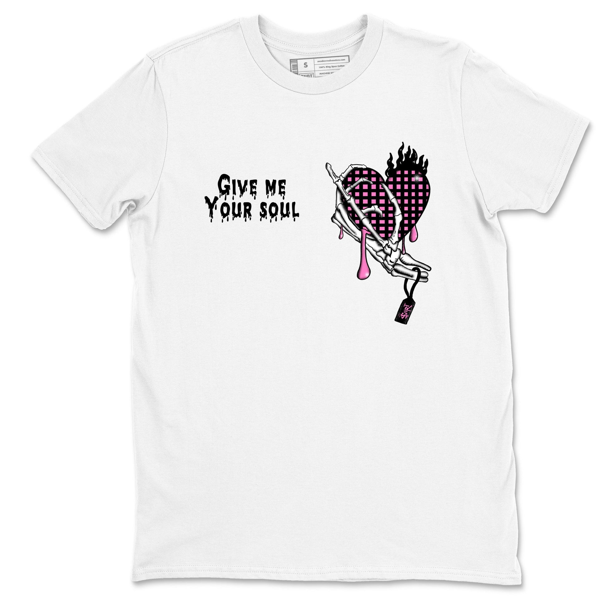 Perfect Valentine's Day Gifts graphic tee  – Sneaker Tees To Match Air Jordan 4 Pink Thunder – Give Me Your Soul Tee White 2