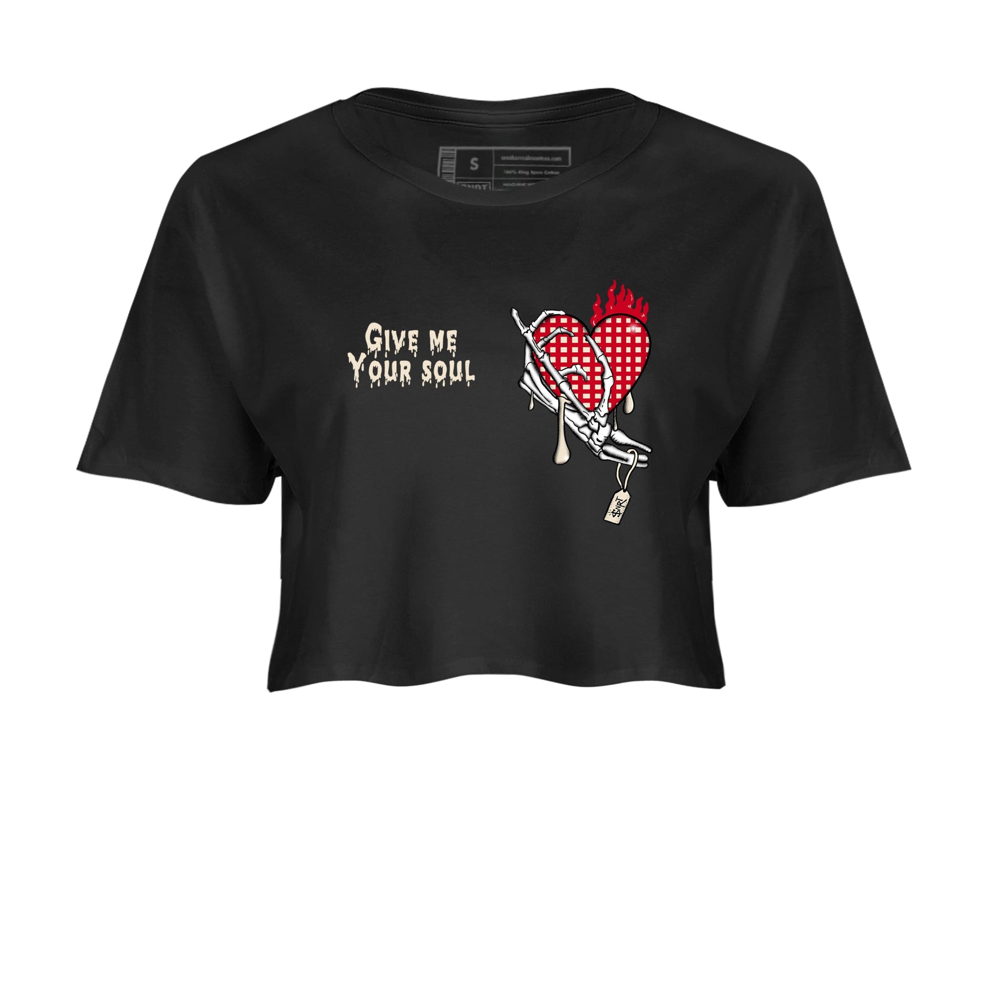 Perfect Valentine's Day Gifts graphic tee  – Graphic Tees To Match Air Jordan 4 Valentines Day – Give Me Your Soul Crop T-Shirt Black 2