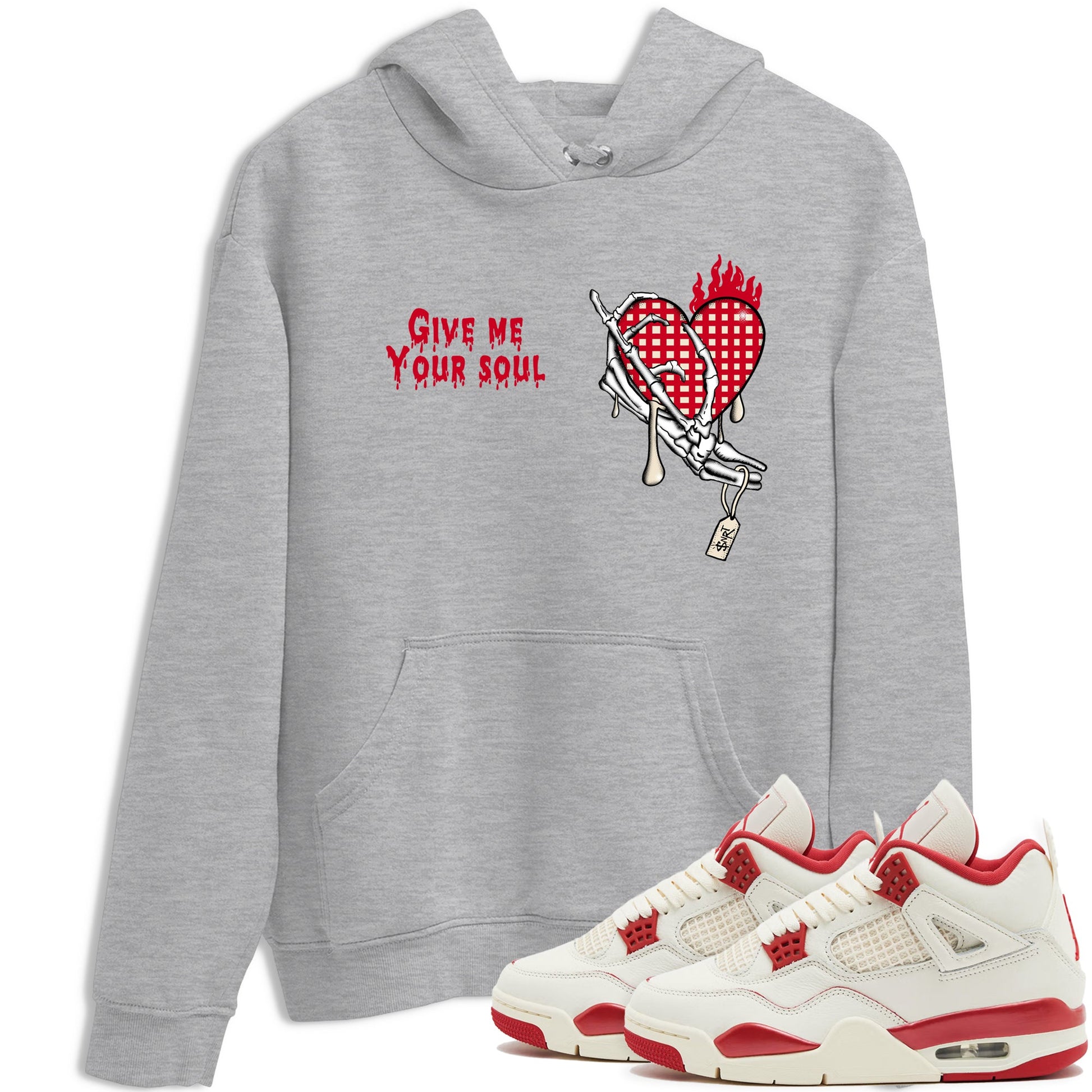 Perfect Valentine's Day Gifts graphic tee  – Graphic Tees To Match Air Jordan 4 Valentines Day – Give Me Your Soul Tee Heather Grey 1