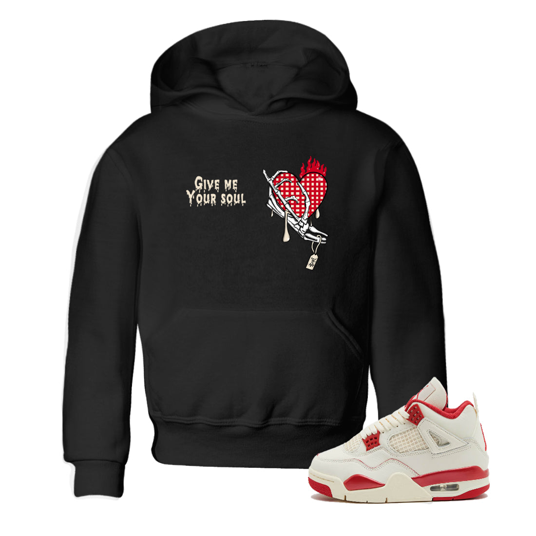 Perfect Valentine's Day Gifts graphic tee  – Graphic Tees To Match Air Jordan 4 Valentines Day – Give Me Your Soul Kids Graphic T-Shirt Black 1
