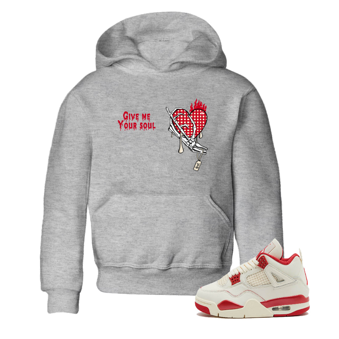 Perfect Valentine's Day Gifts graphic tee  – Graphic Tees To Match Air Jordan 4 Valentines Day – Give Me Your Soul Kids Graphic T-Shirt Heather Grey 1