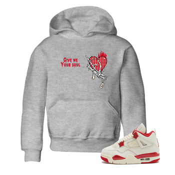 Perfect Valentine's Day Gifts graphic tee  – Graphic Tees To Match Air Jordan 4 Valentines Day – Give Me Your Soul Kids Graphic T-Shirt Heather Grey 1
