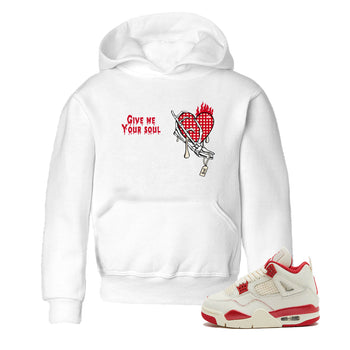 Perfect Valentine's Day Gifts graphic tee  – Graphic Tees To Match Air Jordan 4 Valentines Day – Give Me Your Soul Kids Graphic T-Shirt White 1