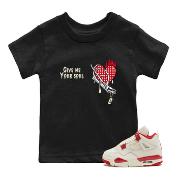 Perfect Valentine's Day Gifts graphic tee  – Graphic Tees To Match Air Jordan 4 Valentines Day – Give Me Your Soul Kids Graphic T-Shirt Black 1