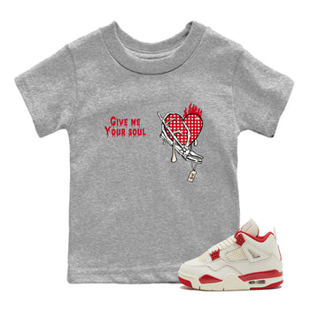 Perfect Valentine's Day Gifts graphic tee  – Graphic Tees To Match Air Jordan 4 Valentines Day – Give Me Your Soul Kids Graphic T-Shirt Heather Grey 1