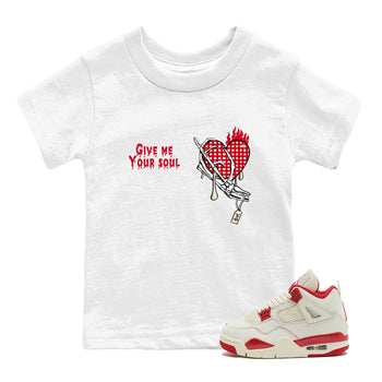 Perfect Valentine's Day Gifts graphic tee  – Graphic Tees To Match Air Jordan 4 Valentines Day – Give Me Your Soul Kids Graphic T-Shirt White 1