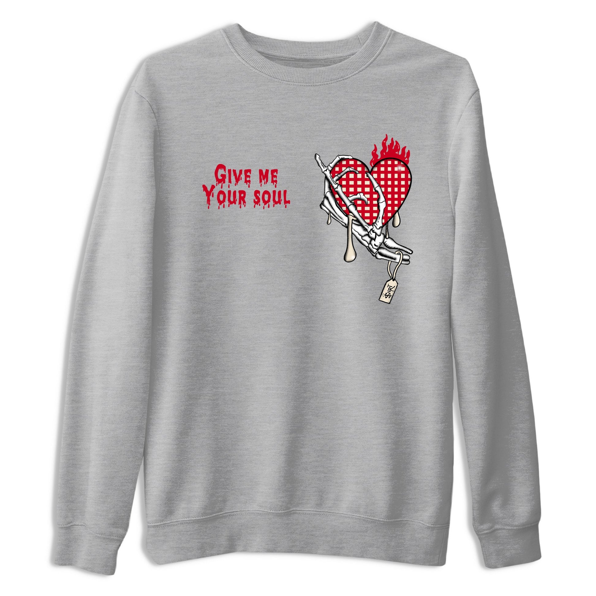 Perfect Valentine's Day Gifts graphic tee  – Graphic Tees To Match Air Jordan 4 Valentines Day – Give Me Your Soul Tee Heather Grey 2